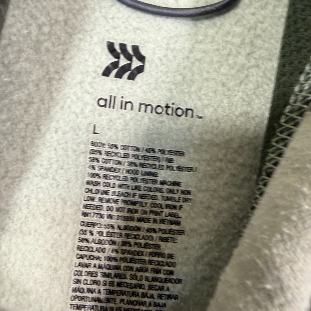 All In Motion Hoodie Men Large‎ Green Camo Fleece Pullover Training Active - Picture 3 of 6